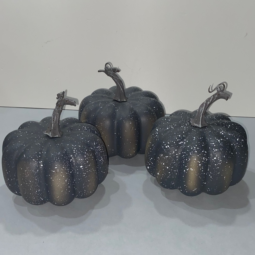 Target Blue and white speckled Decorative Pumpkins Set of Three 6” plastic new
